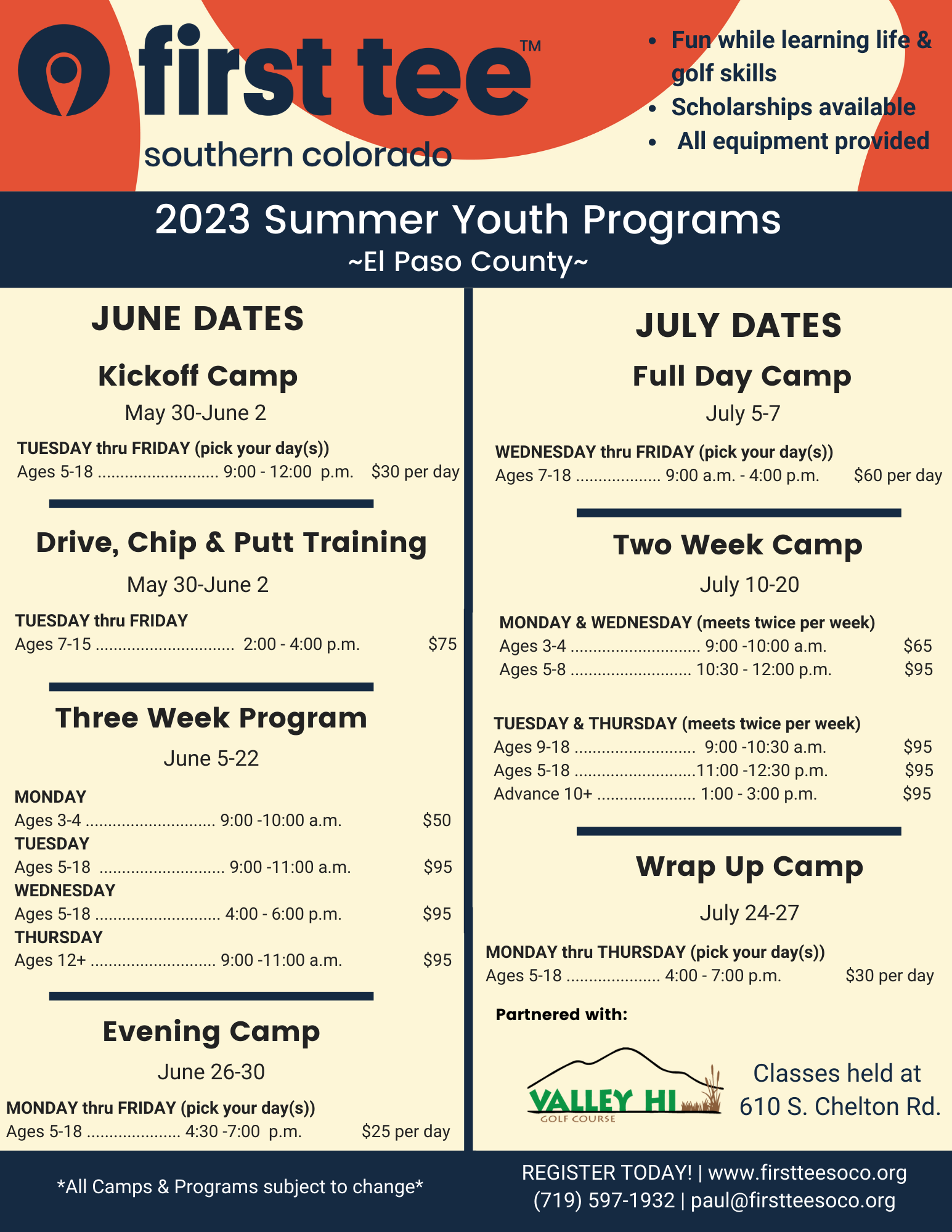 Sports Camps City of Colorado Springs