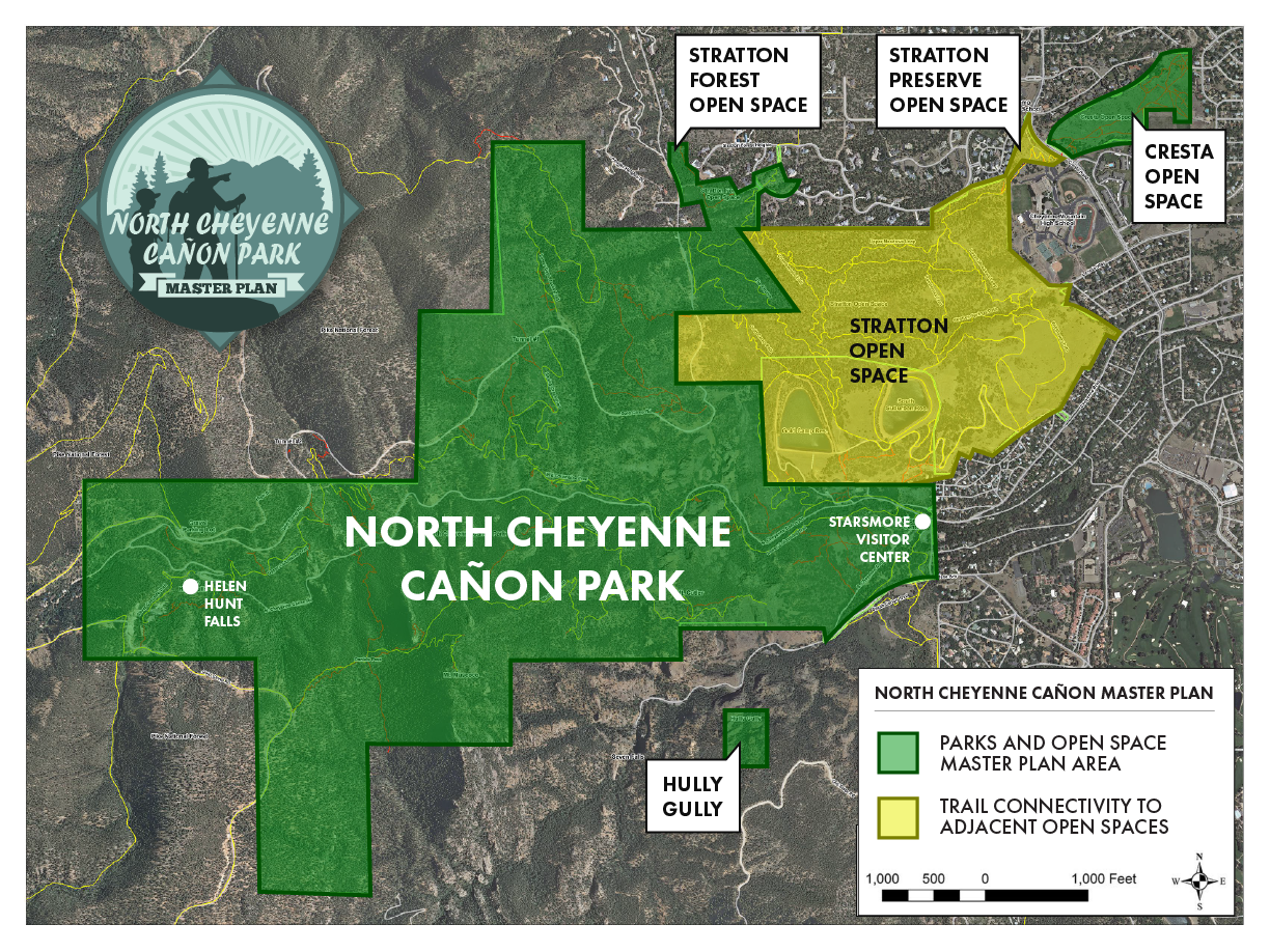 map of the project areas for the north cheyenne canon master plan