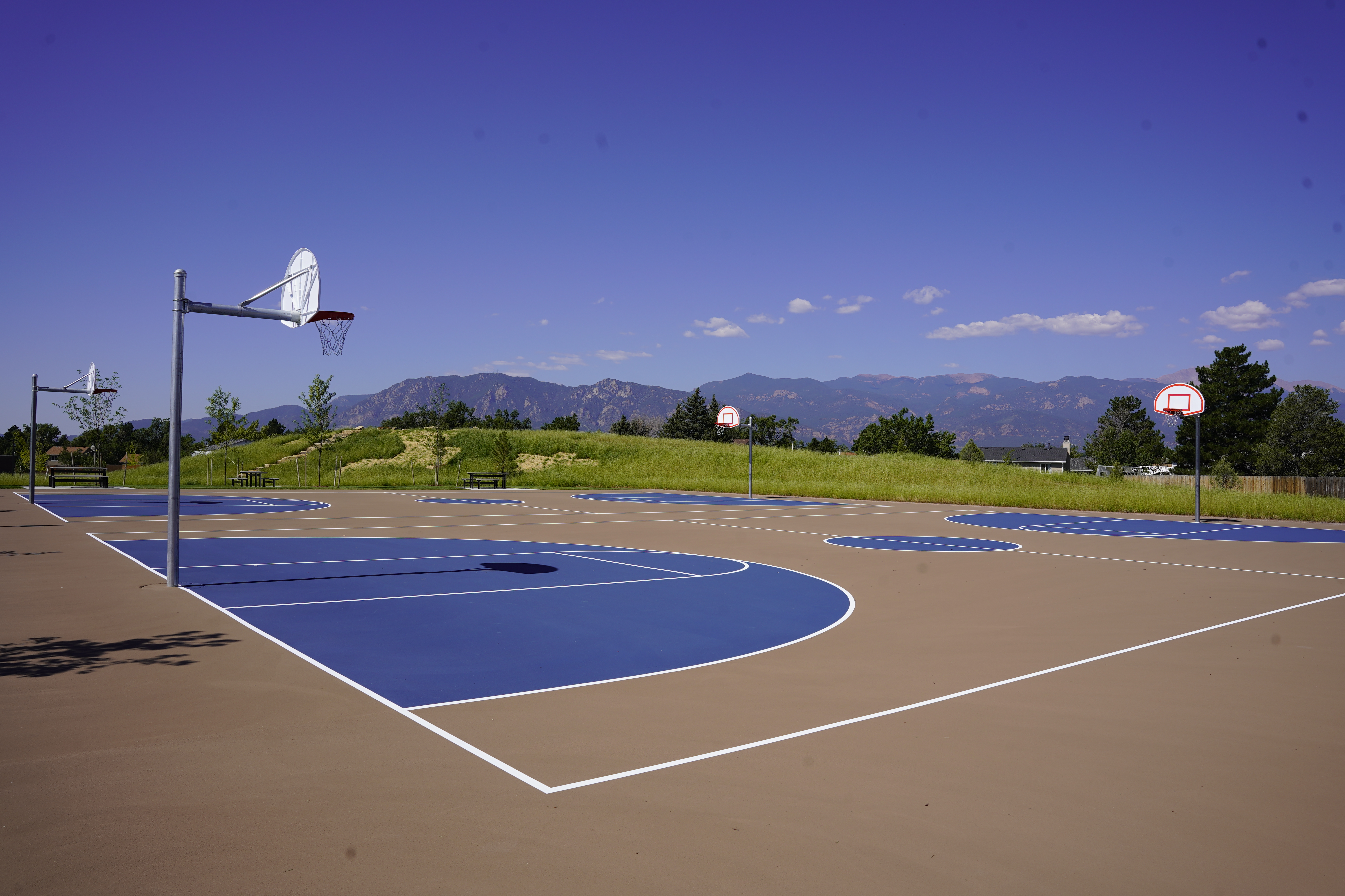 panorama basketball courts park near multi Royalty Free image