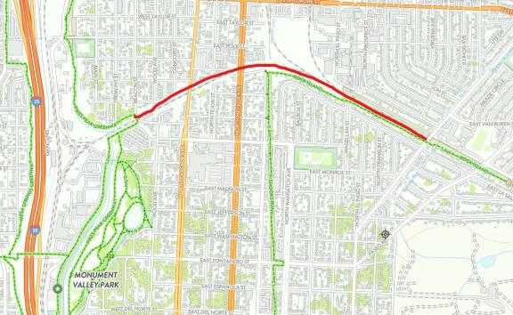 : A map of an urban trail in the City of Colorado Springs