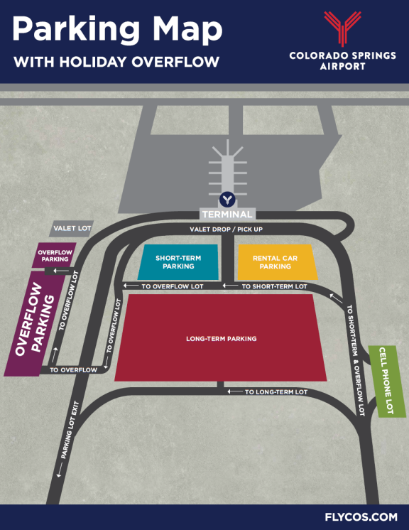 A graphic of parking at the Colorado Springs Airport