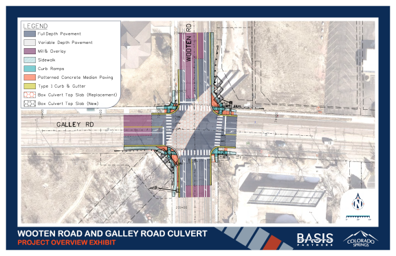Project overview map of the Wooten Road and Galley Road Culvert project