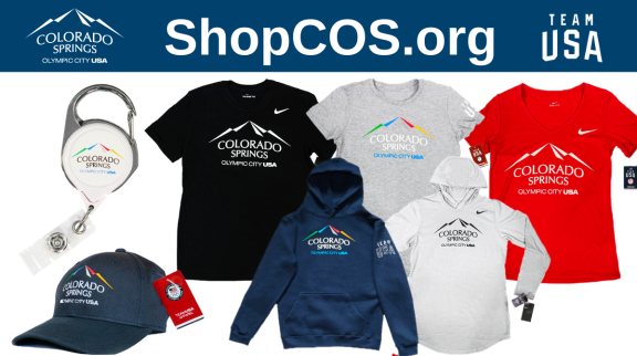 shopcos.org city and team usa logos. various Olympic City USA clothing 