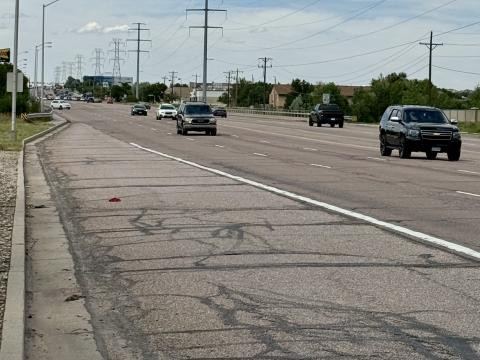 South Academy Boulevard before construction to repave the road started.