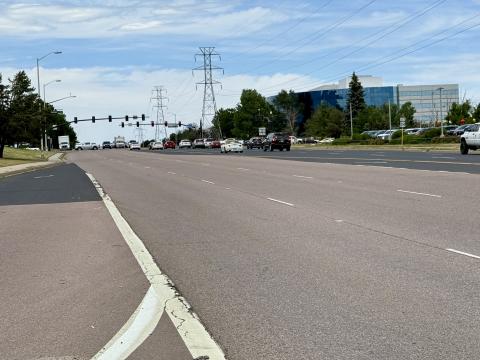 South Academy Boulevard before construction to repave the road started.