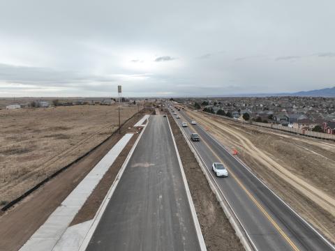 A south-looking view of Marksheffel north of Stetson Hills Blvd.