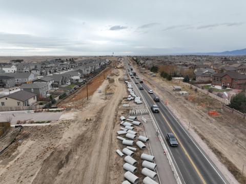 View of pipework near Ryker Peak Drive on Marksheffel.