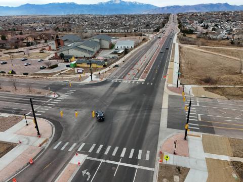 Dublin Boulevard looking west towards Peterson Road in January 2026.