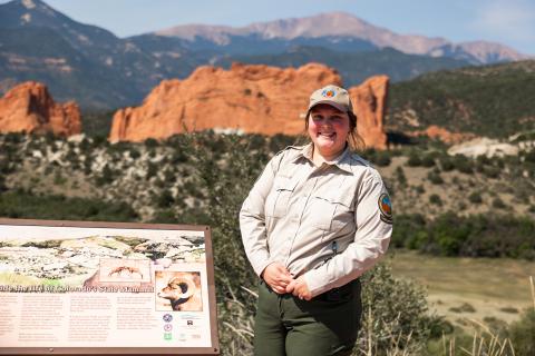 A Colorado Springs park ranger in Garden of the Gods.