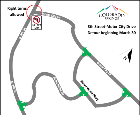 Closures and detours in Motor City for the 8th Street Corridor Improvements Project. Please see the accompanying text on this page for the full details.