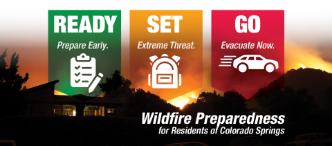 Ready Prepare Early. Set Extreme Threat. Go Evacuate Now. Wildfire preparedness for residents of Colorado Springs