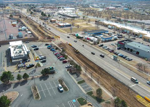 Drone visual of the area around the McDonald's on South Academy Boulevard