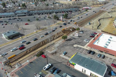 Drone visual of the area north of Astrozon on South Academy Blvd.