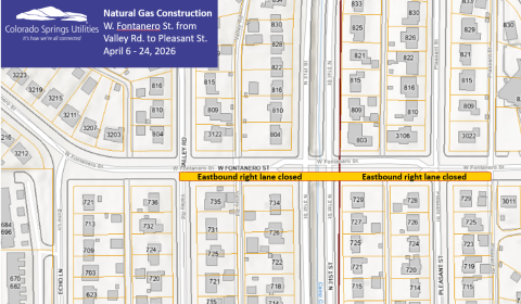 Map of lane closures from the Fontanero and 31st Street Intersection Improvements Project. Please see the accompanying text on this page for full details.