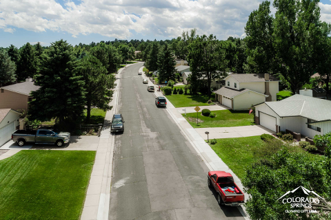 aerial view of neighborhood street