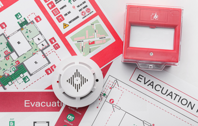 evacuation plan documents and fire alarms