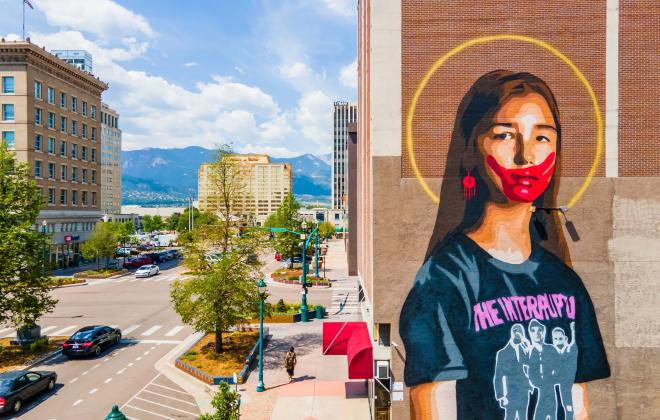 A painted mural in downtown Colorado Springs