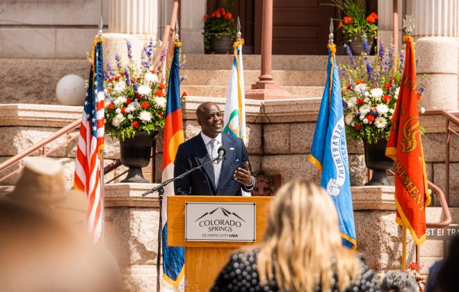 Mayor Yemi Mobolade speaks at his inauguration