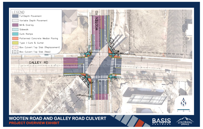 Project overview map of the Wooten Road and Galley Road Culvert project