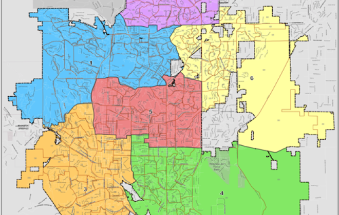 a map of city council districts