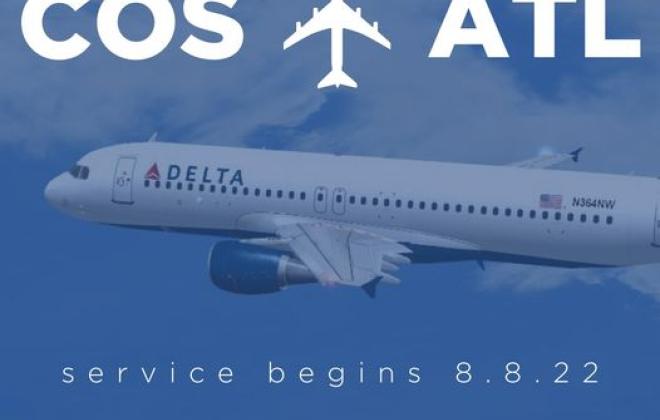 Delta Air Lines now serving COS - ATL beginning 8.8.22
