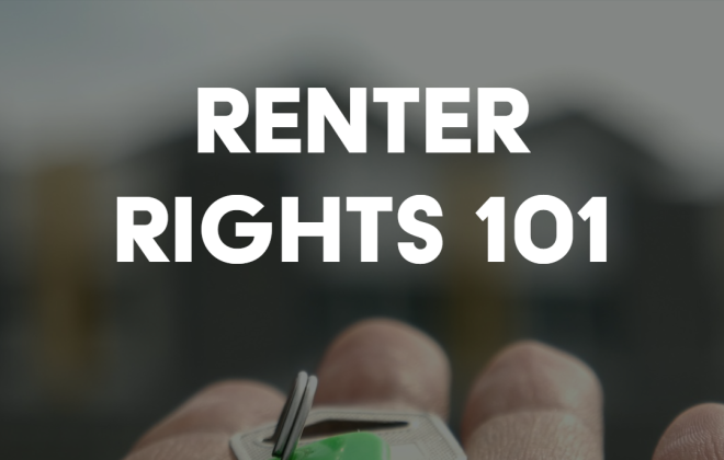 hand holding keys out for someone. text says "renter rights 1010"