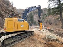 heavy digging equipment in the canyon.