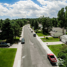 aerial view of neighborhood street
