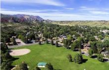 An aerial view of the tree canopy in Colorado Springs